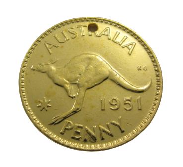 Australischer Penny vergoldet