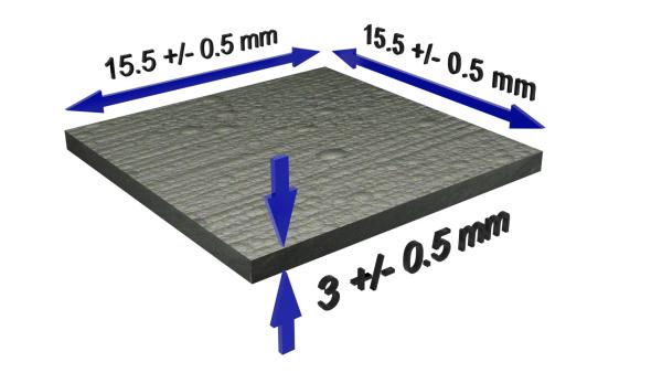 Pyrolytischer Graphit 15,5 x 15,5 x 3 mm
