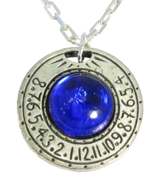 Saturn versilbert blauer Stein