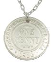 Australischer Penny "One Penny" rhodiniert am Silbercollier